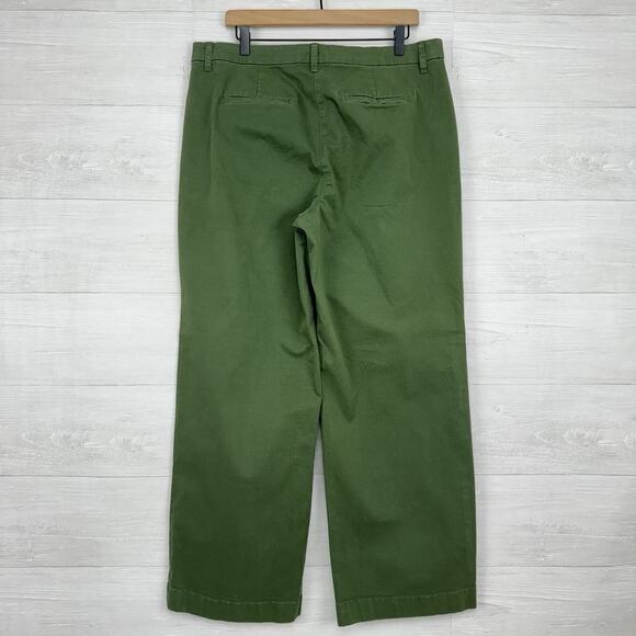 J.Crew Pleated Capeside Chino Pants Women 14 Green Relaxed Straight Cotton - Picture 7 of 15
